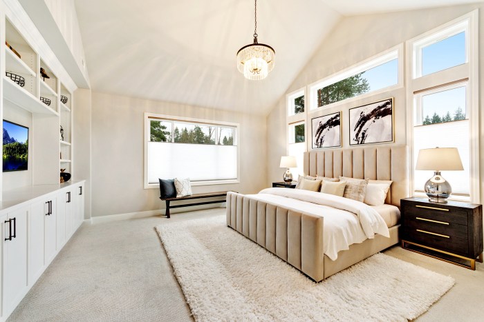 How to decorate bedroom with high ceilings