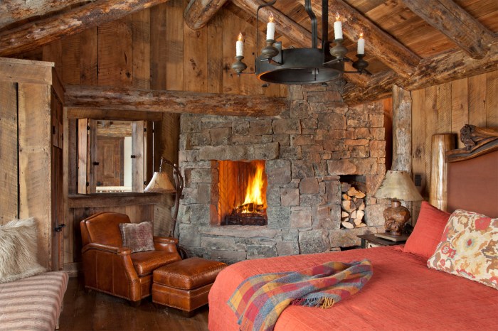 How to decorate a log home bedroom