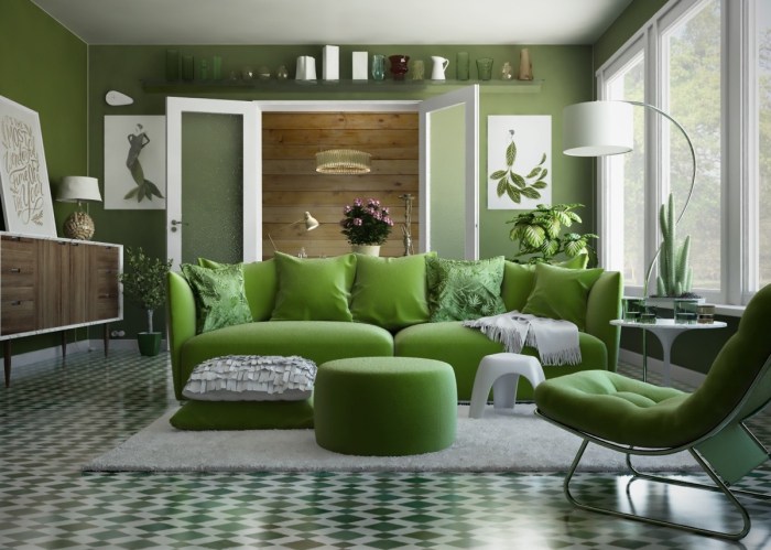 How to decorate my green living room