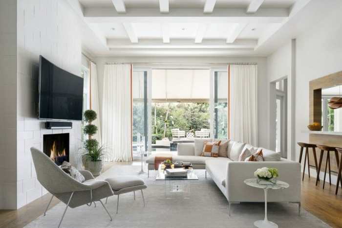 How to decorate high ceiling townhouse living rooms