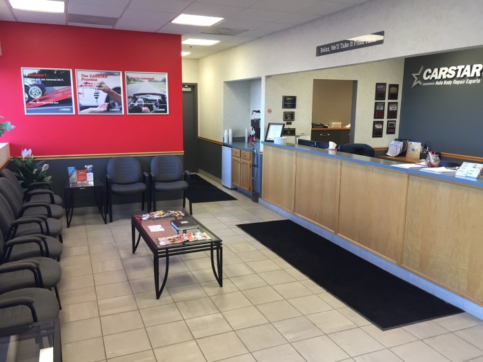 How to decorate a auto body shop office